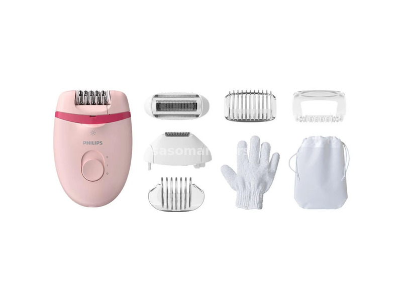 PHILIPS BRE285/00 Satinelle Essential wired compact epilator + 7 accessory pink