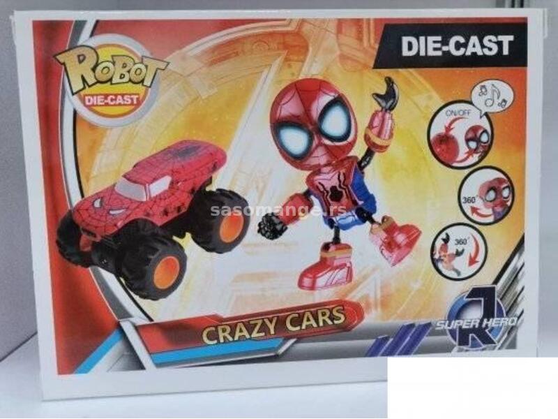 Set spiderman i auto metalne igračke
