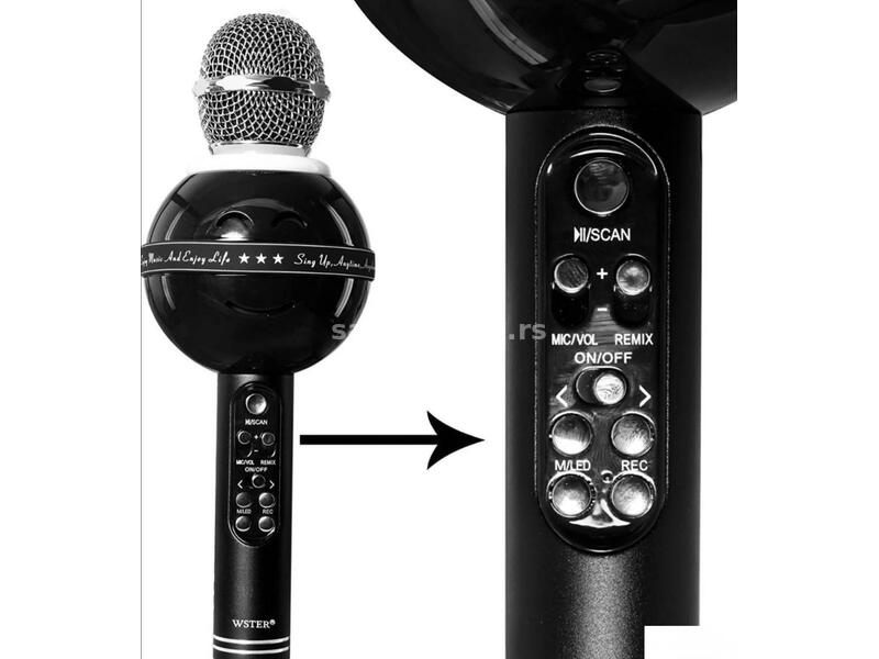 Bluetooth karaoke mikrofon sa LED svetlom Ws878 crni