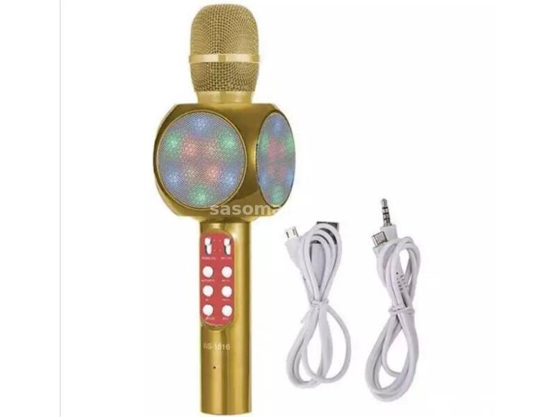 Bluetooth karaoke mikrofon sa LED svetlom Ws878 zlatni