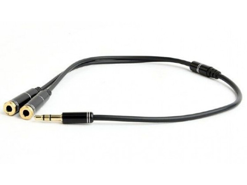 CCA-415M-0.1M Gembird Gembird 3.5mm stereo plug to 2X3.5mm stereo socket 10cm audio splitter metal