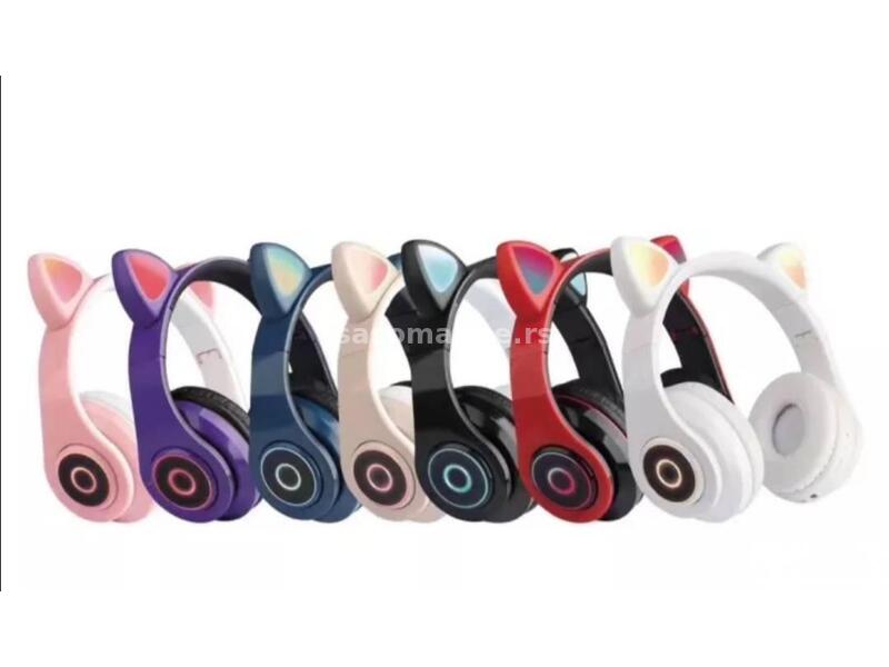 Bluetooth slušalice mačje uši B39 ljubičaste