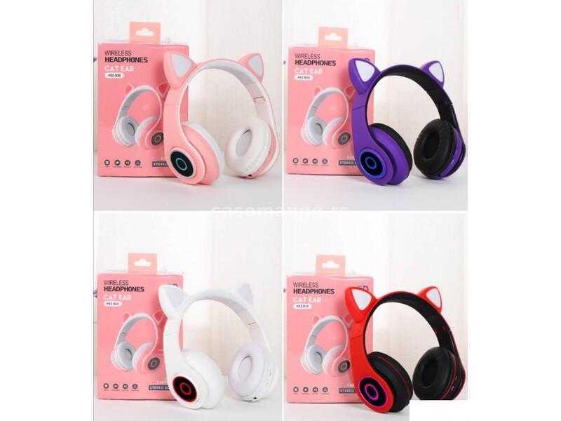 Bluetooth slušalice mačje uši B39 roze