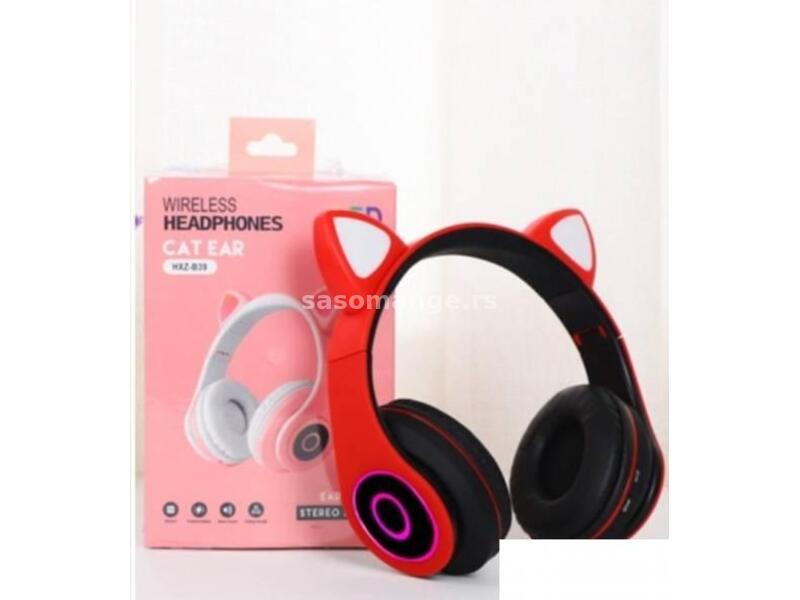 Bluetooth slušalice mačje uši B39 crvene