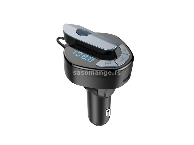 FM transmiter V8 USB TF Bluetooth 5.0 12-24V handsfree crni