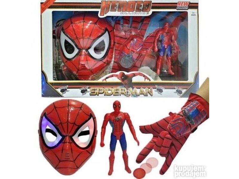Spiderman set sa igračkom, maskom i satom ispaljivačem