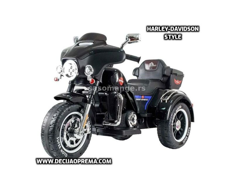 Harley Davidson Style Motor na akumulator za decu Crni