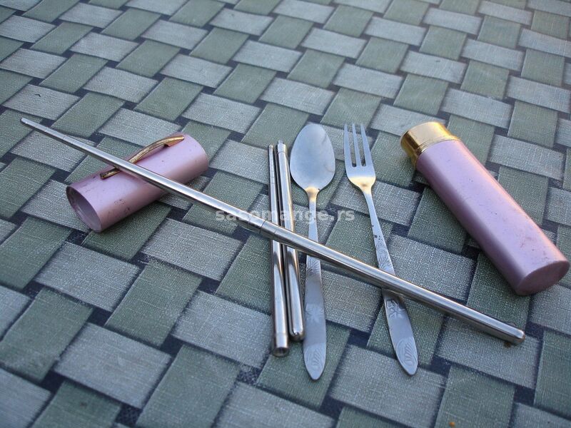 Stari komplet-pribor za jelo, viljuška kašika, štapići