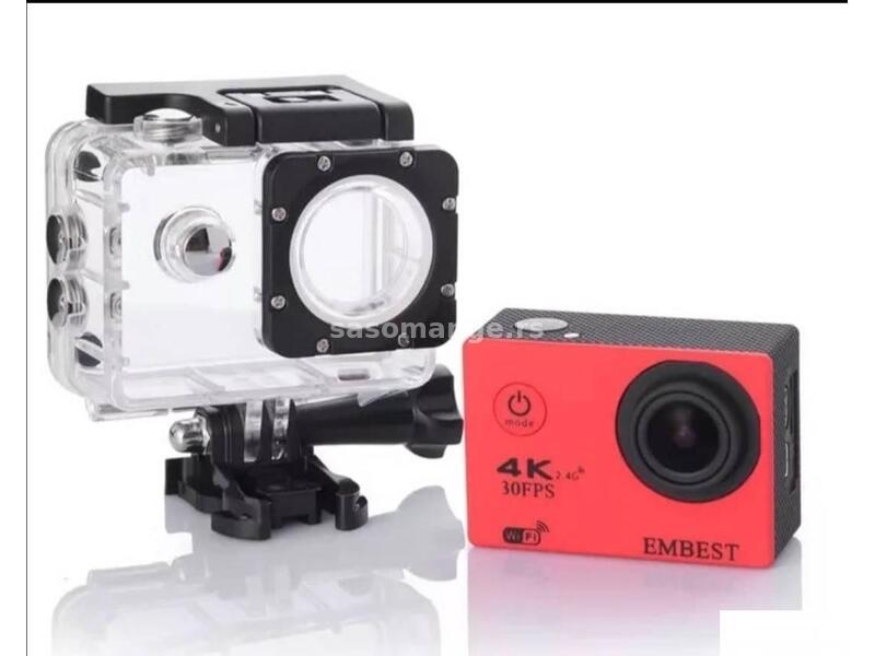 Sportska vodotporna kamera 4k sa daljinskim roze