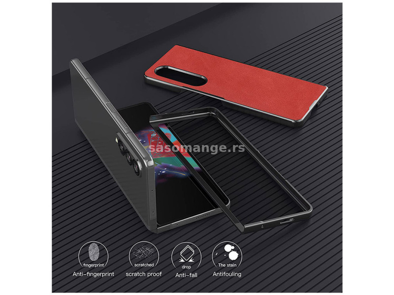 Maska Leather za Samsung Galaxy Z Fold3 tamno crvena