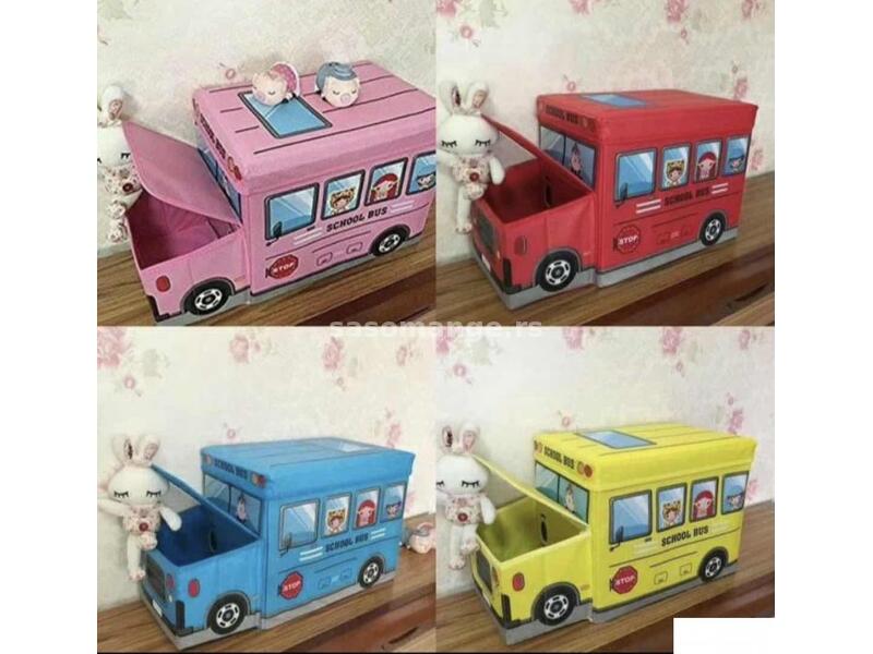 Kutija za igračke autobus tabure i kutija za igračke plavi