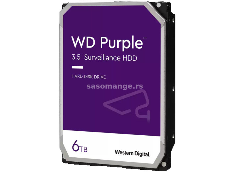 HDD Video Surveillance WD Purple 6TB CMR, 3.5, 256MB, SATA 6Gbps, TBW: 180 ( WD64PURZ )