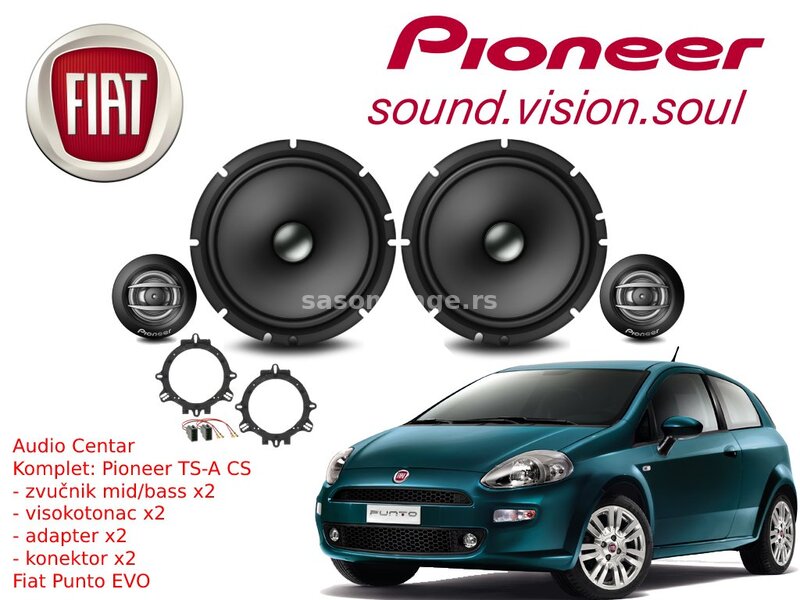Fiat Punto EVO komplet zvucnika Pioneer TS-A CS