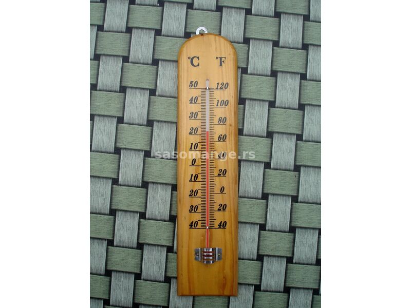 Stariji drveni zidni termometar