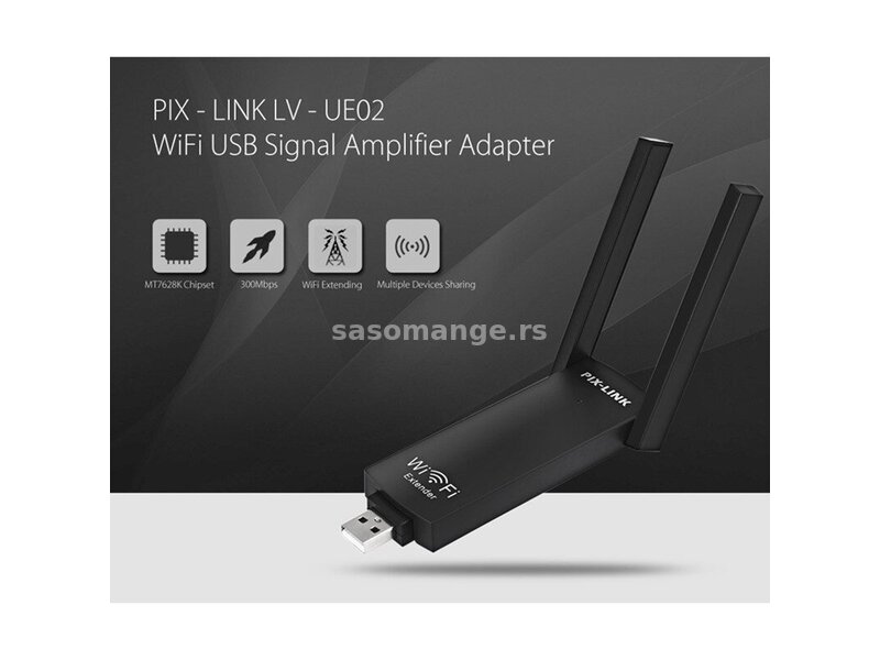USB pojačavač signala Pix link LV UE02 300Mbps sa 2 antene