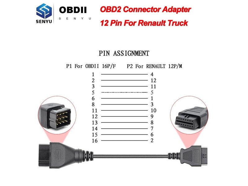OBD2 kabl za povezivanje Reanault kamione sa 12 pinova