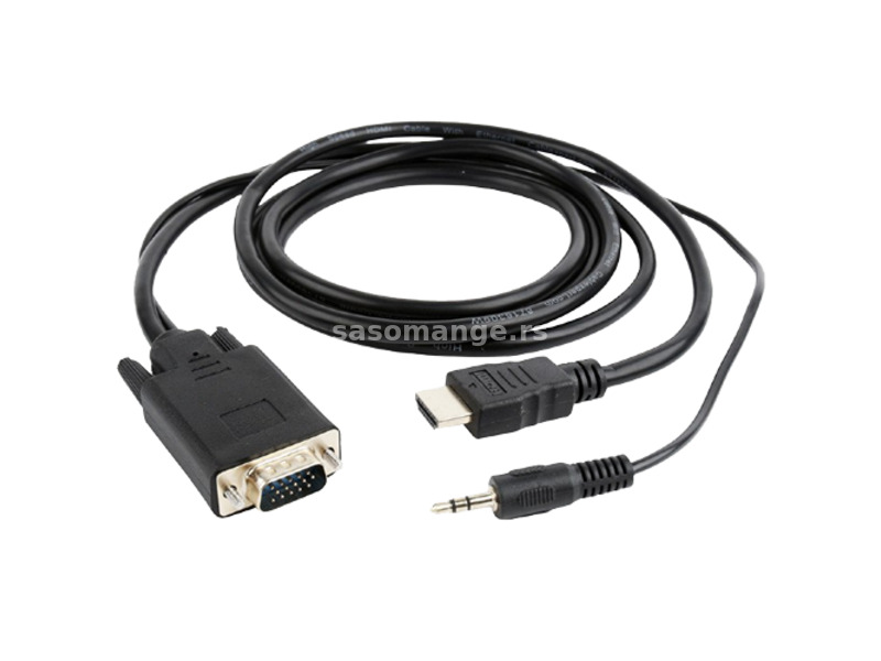 GEMBIRD adapter-konverter HDMI na VGA (m/m-m) 1.8m (Crni) - A-HDMI-VGA-03-06 HDMI A - muški VGA +...