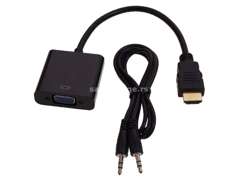 FAST ASIA adapter-konverter HDMI na VGA + Audio kabl 3.5mm (m/ž-ž) (Crni) HDMI A - muški VGA - mu...