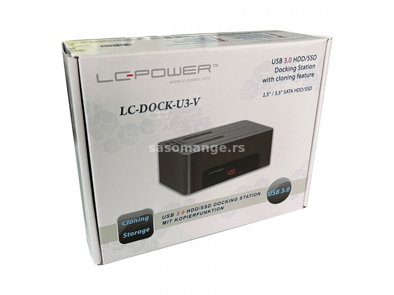 LC POWER HDD D. Station dual bay LC-DOCK-U3-V 2xSSD, HDD Black, USB 3.0