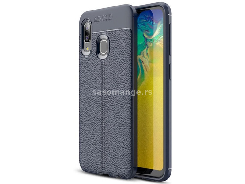 ZONE Silicon case leather look sewing pattern Samsung Galaxy M30 blue