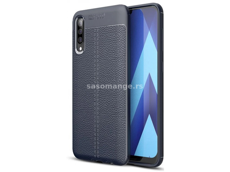 ZONE Silicon case leather look sewing pattern Samsung Galaxy A90 blue