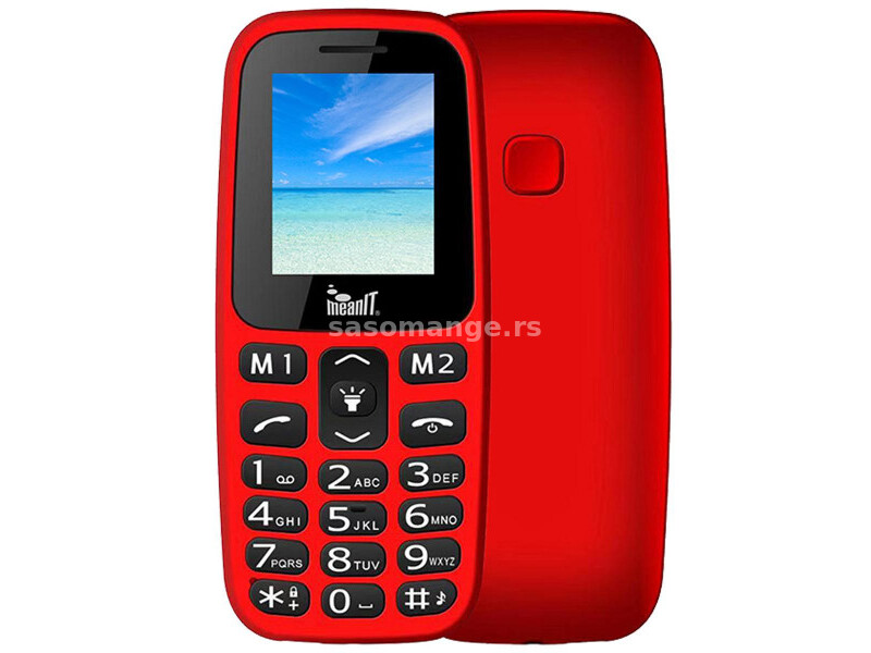 MeanIT Mobilni telefon, 1.77" ekran, Dual SIM, BT, SOS dugme - VETERAN I MOBILNI TELEFON-CRVENI