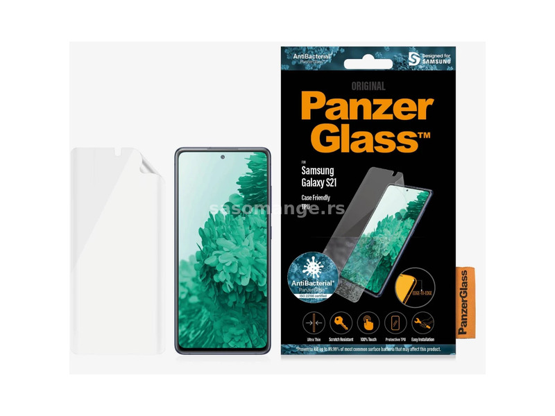 PANZERGLASS Screen Protector Case Friendly Antibacterial TPU Samsung Galaxy S21