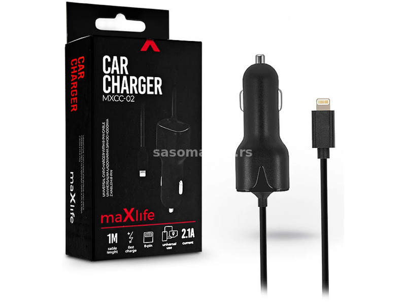 Maxlife MXCC-02 Car charger 1m lightning cable black