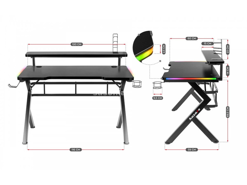 Huzaro Gaming Sto Hero 5 RGB Crni