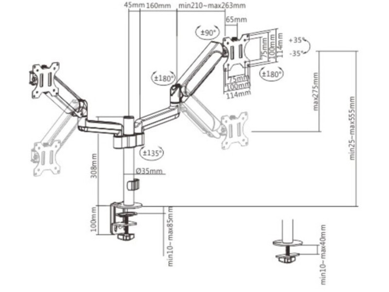 MA-DA2P-01 Gembird Podesivi dupli stoni drzac za monitor, tilt,17-232 max.2x9kg