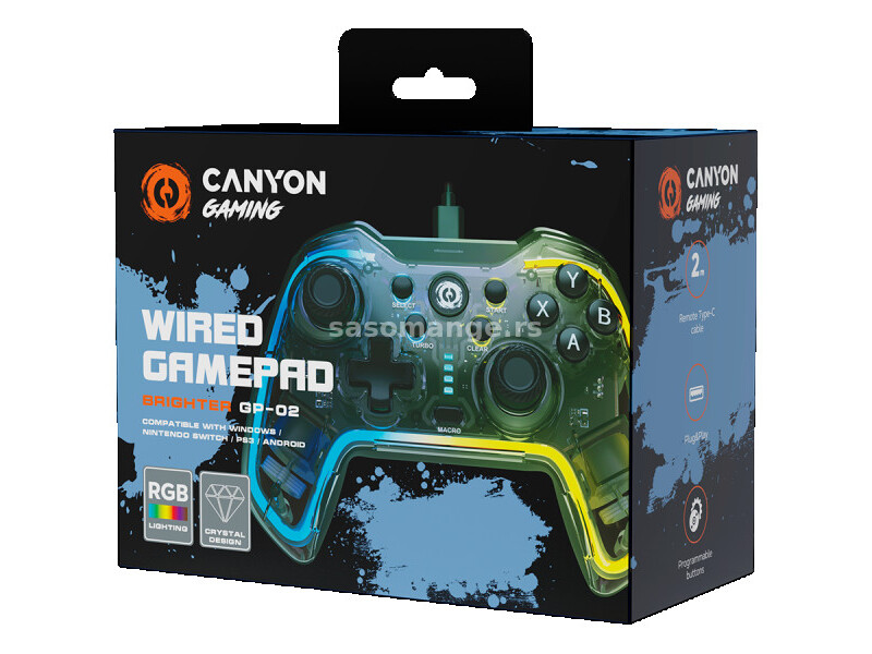 CANYON GP-02, Wired gamepad for WindowsPS3Android media boxandroid tv setNintendo Switch, 2M cabl...