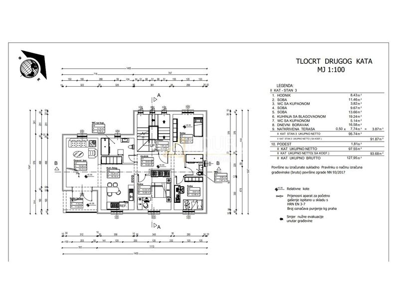 Kastav, novogradnja, 93.68m2, 3s+db, terasa