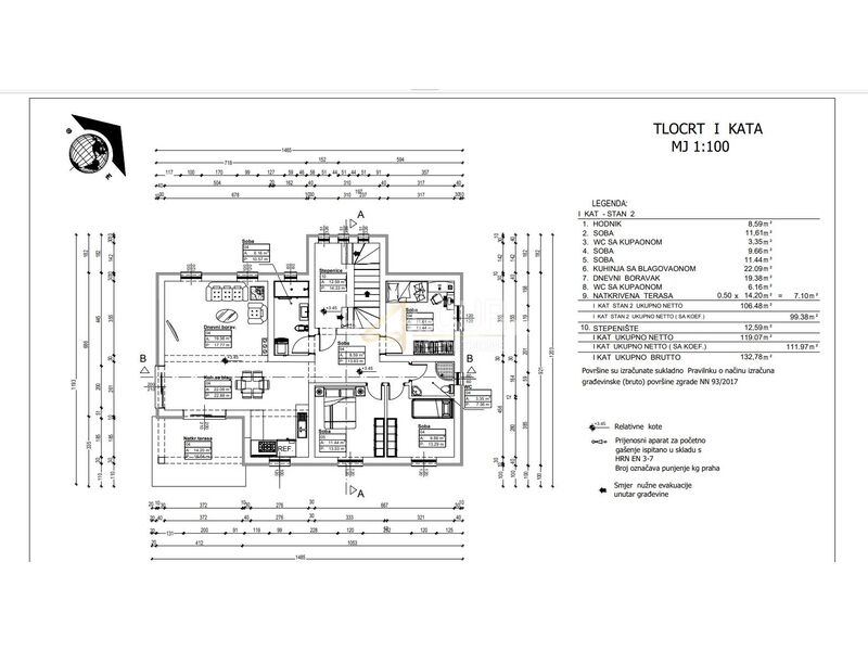 Kastav, novogradnja, 108.73m2, 3s+db, terasa