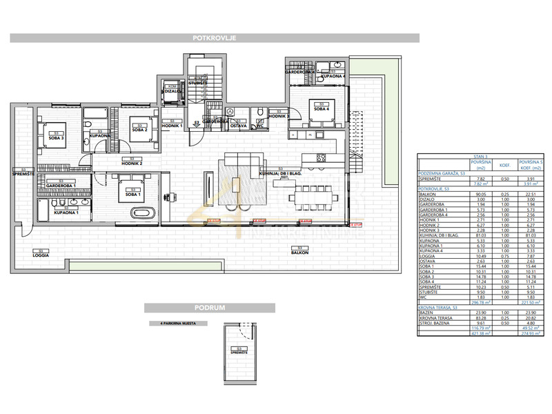 Opatija, novogradnja, 4s+db, 274.93m2, pogled na more