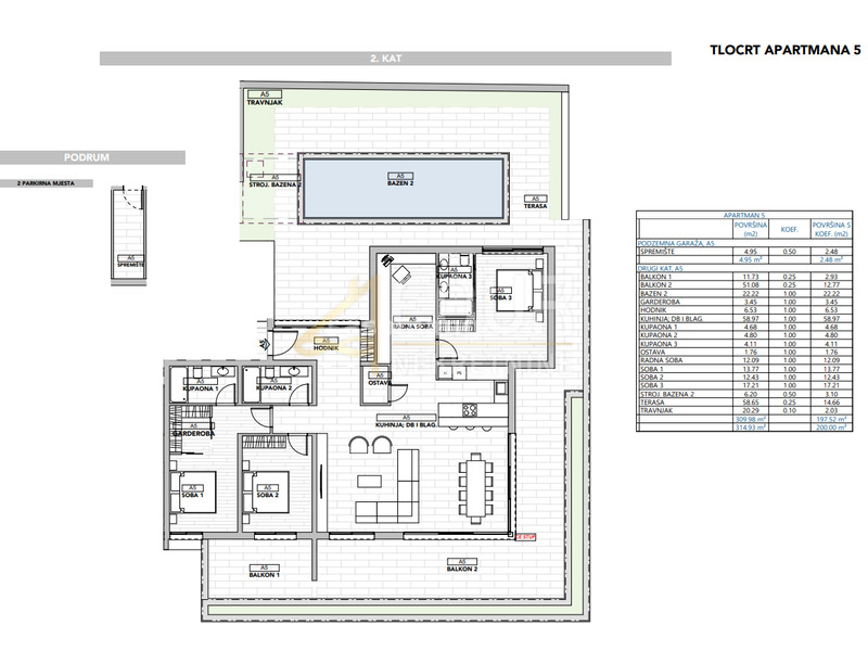 Opatija, novogradnja, 3s+db, 200m2, balkon, okućnica