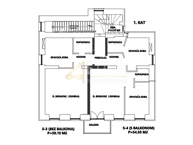 Rijeka, Podmurvice, 39.10m2, 1s+db