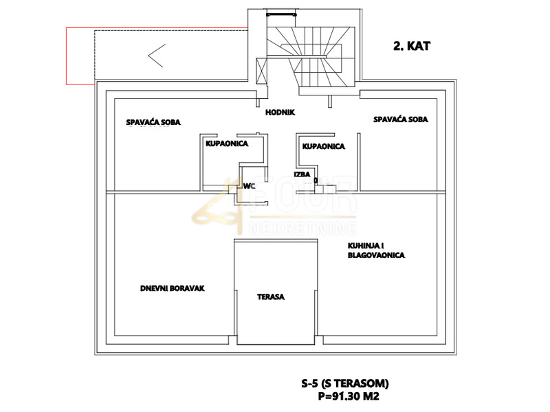 Rijeka, Podmurvice, 91.30m2, penthouse, 2s+db, terasa