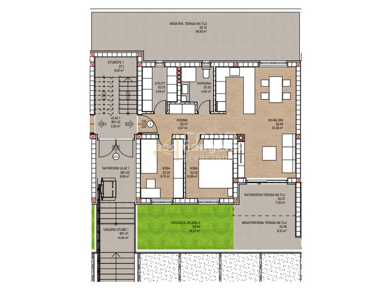 Viškovo, novogradnja, 67.65m2, 2s+db, tri terase