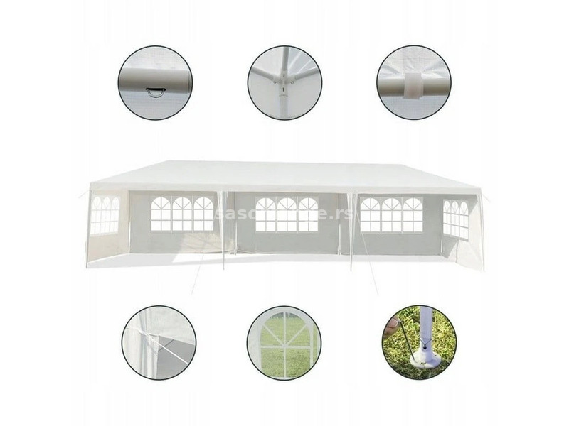 Baštenski paviljon 9x3m vodootporni šator za zabavu 5 stranica