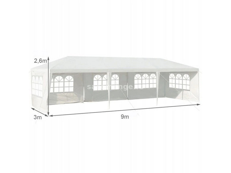 Baštenski paviljon 9x3m vodootporni šator za zabavu 5 stranica