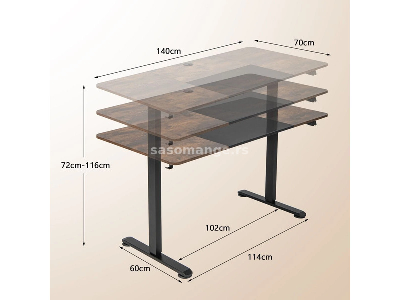 Električni podesivi sto Braon 140x70
