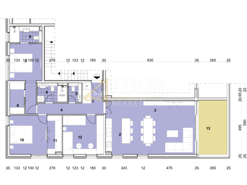 Opatija, Volosko, luksuzni stan, 116.48m2, 3s+db, terasa, pogled na more