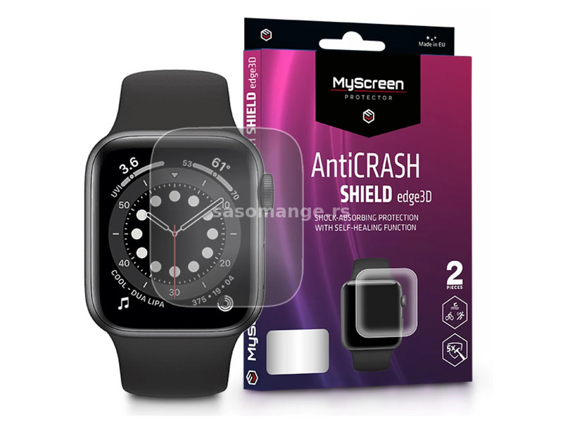 MYSCREEN AntiCrash Shield Edge 3D screen protector Apple Watch Series 6/SE (44mm) 2pcs