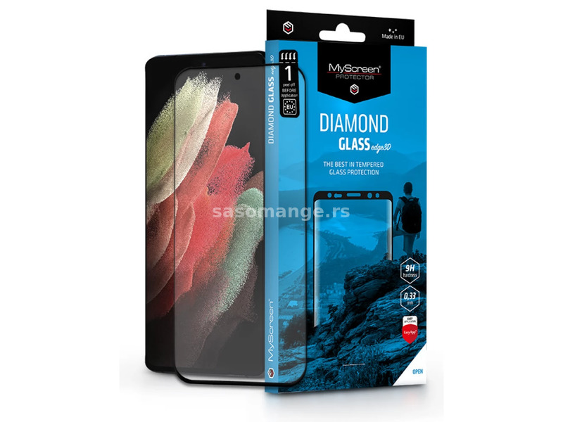 MYSCREEN Diamond Glass Edge 3D screen protector Samsung Galaxy S21 Ultra black