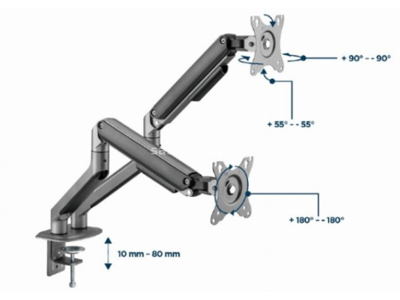 MA-DA2-05 Gembird Podesivi dupli stoni drzac za monitor, tilt, 17-32 max.9kg