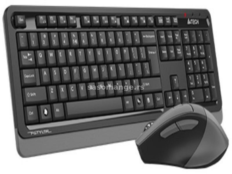 A4 TECH Bezicna tastatura US-LAYOUT + bezicni mis USB, Grey FG1035