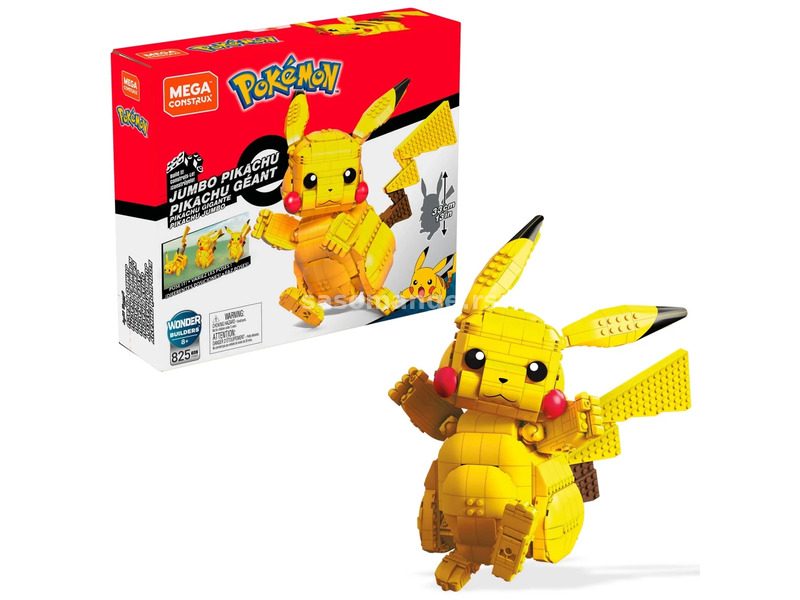 MATTEL Mega Construx Pokon large Pikachu figura 825 pieces