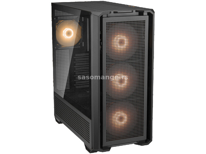 COUGAR | MX600 Black | PC Case | Mid Tower Mesh Front Panel 3 x 140mm + 1 x 120mm Fans Transpa...