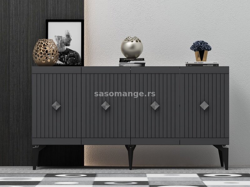 HANAH HOME Komoda Midas Anthracite Silver