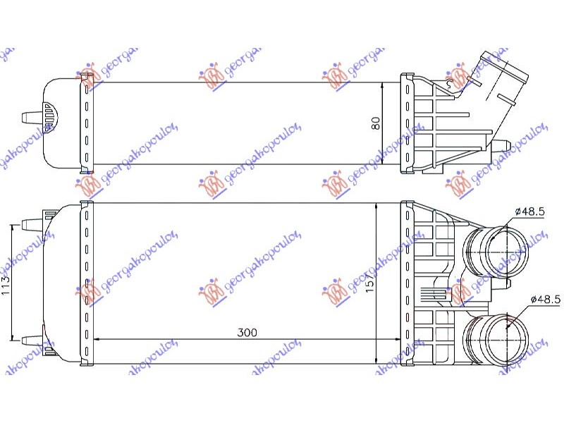 HLADNJAK INTERKULERA 1.4/1.6 DIZEL (300x157x80) 48.5mm OPEL CROSSLAND X 17-20